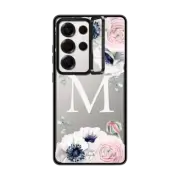Galaxy S25 Ultra Impact Ring Stand Case Flower Blossom Love Monogram by Nature Magick - Letter M Floral Flowers Initial
