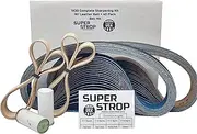 Super Strop 1X30 Complete Sanding Sharpening Belt Assortment Includes 2 1X30 Leather Honing Belts and 40 1X30 Silicon Carbide Sharpening Belts