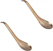 HOLIDYOYO 2pcs Stainless Steel Caviar Spoons Strainers Kitchen Gadgets for Food Preparation Easy to Clean and Multi Purpose Colander Scoops Finish