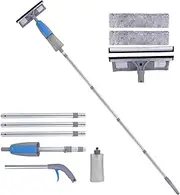 [Wiseten] Window Squeegee Cleaner Tool with Spray, 3-in-1 Window Washer Cleaning Kit with Extension Pole, 74.8" Telescopic Window Wiper, Glass Cleaning Tools for High Window Indoor/Outdoor