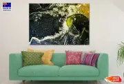 Dark Green & Gold Fluid Abstract Wall Canvas Home Decor Australian Made Quality