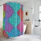 Neon Geometric Pattern Shower Curtain - AI Art Print, Modern Bathroom Decor