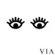 【VIA】時尚系列 大眼睛造型白鋼耳釘 造型耳釘黑色