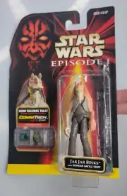 NOS Star Wars Episode 1- Jar Jar Binks Figure/Toy w/ Comm Tech Chip 1998 Hasbro