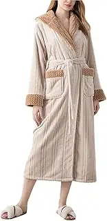 [Generic] Women Hooded Fleece Robe, Long Plush Robes for Womens With Hood Soft Warm Spa Bathrobe