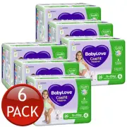 6 x Babylove Cosifit Nappies Size 6 Junior 15-25Kg Unisex Nappy Pads 26 Pack