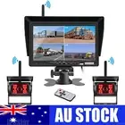 Wireless 7" Quad Monitor Split Screen 2x BSD Reversing Camera 30-50m For Rv Van