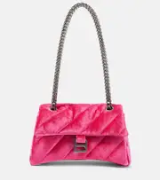 [Balenciaga] Balenciaga Crush Small velvet shoulder bag One Size pink