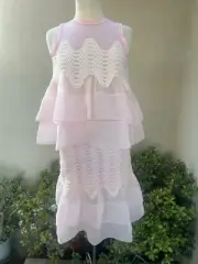 Cynthia Rowley NWT Skirt Top Set LT Pink Ruffle Organza White Place Sz 2 Small