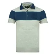 Aquascutum Colour Block Aldis Crest Chest Logo Grey Polo Shirt