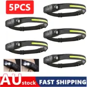 1-5x Waterproof COB Headlamp Night Buddy LED Motion Sensor Head Torch Headlight