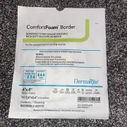 Lot Of 6~NEW DermaRite ComfortFoam Border Bordered Foam Wound Dressing 4" x 4"