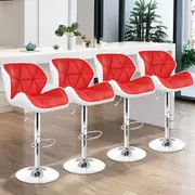 4x ALFORDSON Bar Stools Rhombus Motif Red White