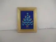 Hand beaded Christmas tree, blue, signed by artist, made of seed beads