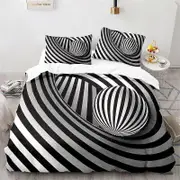 v674 Bed Sheets Black And White Spiral Tunnel Bedding Set Geometric Duvet Cover Polyester Abstract Wormhole Quilt Cover King For Kids Adult 3-Piece Be