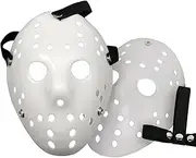 Halloween Costume Mask 2 Pack DIY White Jason Full Face Mask Dance Prop Horror Hockey Cosplay Masquerade Party Mask (One Size)