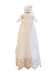 Christening - Sienna White 3/4 Sleeves Silk & Sequined Lace Gown