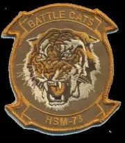 4" NAVY HSM-73 BATTLE CATS HELICOPTER SQUADRON BROWN EMBROIDERED PATCH