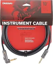 D'Addario 10' Circuit Breaker Instrument Cable with Latching Cut-Off Switch, Right Angle Plug