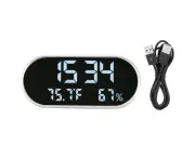 Digital Mirror Alarm Clock - LED Display, Nightlight, Temperature, and Humidity (White Light)