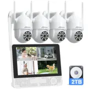 ANRAN Wireless Security Camera System Outdoor 8CH 12" Monitor 2 Way Audio 1TB HD