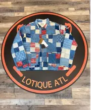 NWT RRL Ralph Lauren Limited-Edition Blue Red Patchwork Shirt Jacket Mens XXL