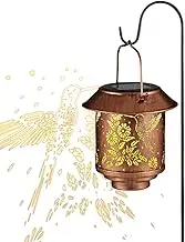 Hummingbird Solar Lantern, Outdoor Decor Light, Metal Art Waterproof Lamp, 8.58x5.51 inches, Decorative Garden Accent, Ideal for Patio, Lawn, Porch, Pathway, Tabletop, Outside