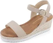[PANDANINJIA] Girls Sandals Wedge Platform Espadrille Little Big Kid Girls Heels Open Toe Summer Dress Shoes