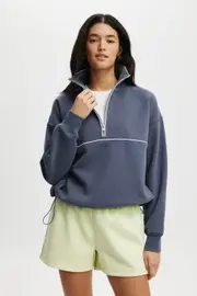 [Body] Body - Plush Essential Half Zip Jumper - Folkstone grey/white XS FOLKSTONE GREY/WHITE