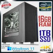 Intel Core i7 Gen Gaming PC 16GB RAM Computer 1TB SSD Home Office & Desktop