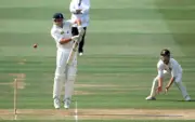 England batsman Graeme Hick is beaten by a ball bowled by Sou- Old Cricket Photo