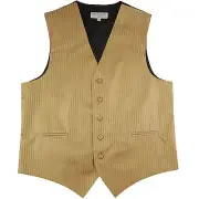 New polyester men's tuxedo vest waistcoat only tone on tone stripes formal Gold