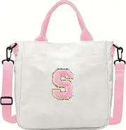 [Vivimeng] Crossbody Bag for Girls Initial Canvas Travel Messenger Bag Letter Birthday Present Teen Girls Holiday Present