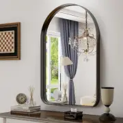 Black Arched Bathroom Mirror 20”X30“ - Framed Mirrors for Wall- Matte