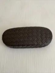 NEW Unbranded Eyeglasses Hard Clamshell Case - Brown Woven Leather