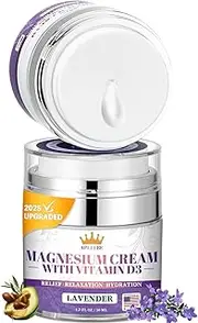 5-In-1 Magnesium Cream-Magnesium Lotion for Sleep Soothing Discomfort, Moisturing&Hydrating with Lavender, Vitamin D3, Chamomile Suitable for Kids & Adults All Skin Types (1.7 FL OZ) （2PC）