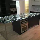 "Blue Agate Island Slab – Agate Stone Kitchen & Bar Countertop for Interior Deco