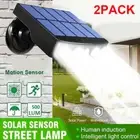 2PCS LED Solar Flood Light Motion Sensor Security Spot Wall Street Outdoor Lamp