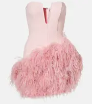 [David Koma] David Koma Feather-trimmed minidress AU 6 pink