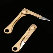HotOutdoor Brass Mini Keychain Pocket Folding Knife with 5pcs Replaceable Blades