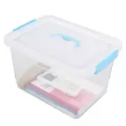 12 Quart Storage Bin, Plastic Latching Box/Container with Clear Lid, Blue Han...
