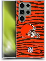 Head Case Designs Officially Licensed NFL with Zebra Animal Print Cleveland Brown Art Gel Case [Military Grade Protection] Compatible with Samsung Galaxy S24 Ultra 5G