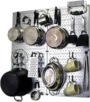 Wall Control 30-KTH-200 GVB Kitchen Pegboard Organizer Pots and Pans Pack Storage and Organization Kit Accessories, Silver/Black