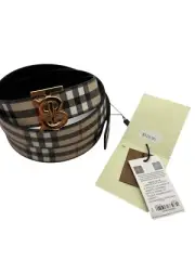 Burberry Reversible TB Check Coated Canvas Belt Color Black Sz Large New $510