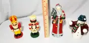 Lot 4 VTG Wax Christmas Candles Santa Clause Nutcracker Snowman UNUSED 1970'S