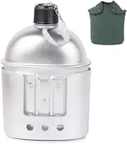 3pcs Cookware Set Aluminum Canteen Cup Wood Stove Set with Cover Bag for Camping Hiking Backpacking Silver One Size