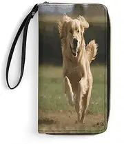 [BFGWK] Large Wallet Novelty Golden Retriever Running Printing Long Wallet With Zipper Leather Wallet Suitable For Both Men And Women, style, 19.7x10.5cm, Style, 19.7x10.5cm, 现代