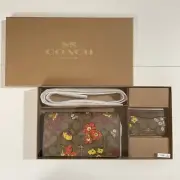 Coach Anna Foldover Floral Clutch Crossbody Signature Canvas with Card Case New