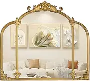 Fitous 24"x22" Gold Arch Wall Mirror, Vintage Ornate Baroque Mirror with Metal Frame, Decorative Vanity Mirror for Dresser, Bedroom, Bathroom, Living Room, Entryway