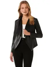 [Forever New] Kris PU Waterfall Jacket in Black